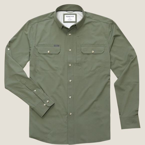 NWT Poncho The Gunnison Button Down Shirt in Moss Green - Picture 1 of 12